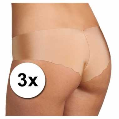 3x sloggi dames light hipster ondergoed huidskleur