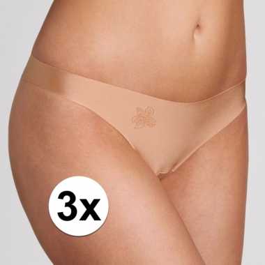 3x sloggi dames light string huidskleur