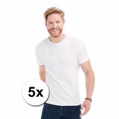 5x witte t shirts ronde hals