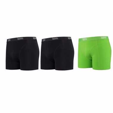Lemon and soda boxershorts 3 pak zwart en groen s