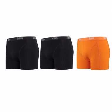 Lemon and soda boxershorts 3 pak zwart en oranje 2xl