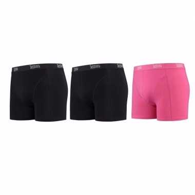 Lemon and soda boxershorts 3 pak zwart en roze m