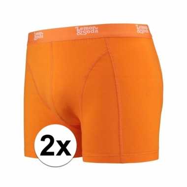 Voordelige oranje boxershorts 2 pak voor heren