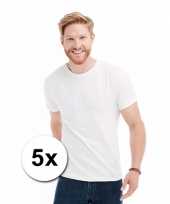 5x witte t-shirts ronde hals