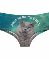 Fun ondergoed grijze kat print voor dames