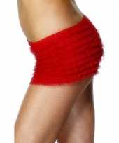Rode hotpants met kant en ruches