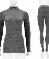 Thermo kleding set-shirt en broek zwart melange dames maat m