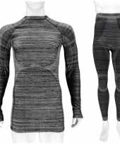 Thermo kleding set-shirt en broek zwart melange heren maat xxl
