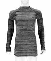 Thermo shirt zwart melange lange mouw voor heren